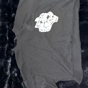 Black T-Shirt with White Wolf Graphic